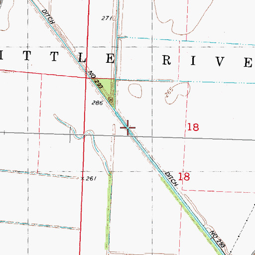 Topographic Map of Ditch Number 293, MO