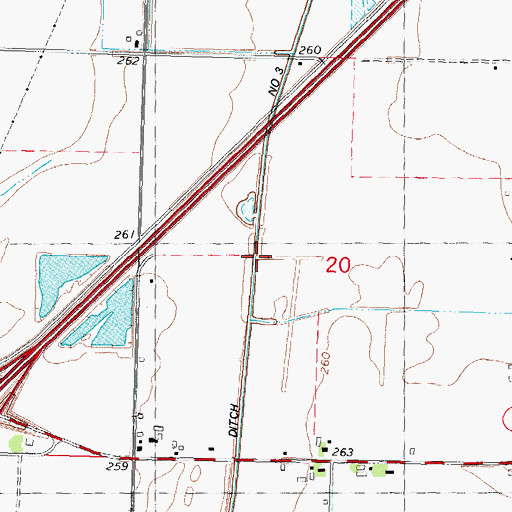 Topographic Map of Ditch Number 3, MO