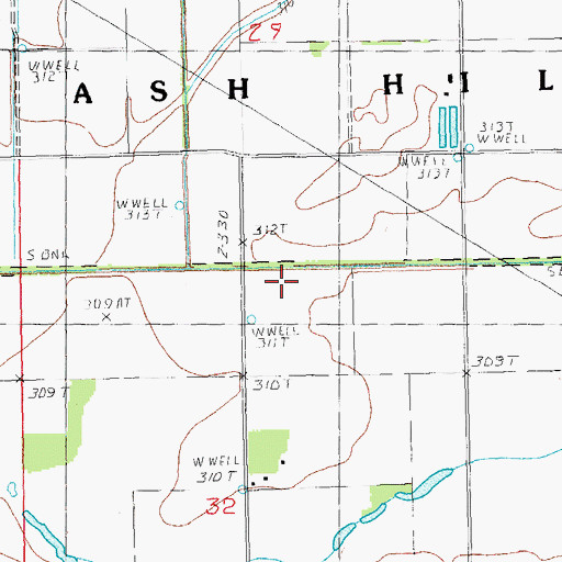 Topographic Map of Ditch Number 31, MO