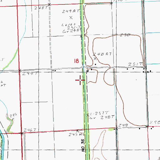 Topographic Map of Ditch Number 36, MO