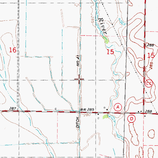 Topographic Map of Ditch Number 41, MO