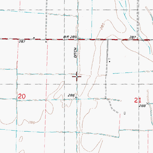 Topographic Map of Ditch Number 42, MO