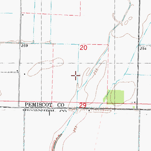 Topographic Map of Ditch Number 45, MO