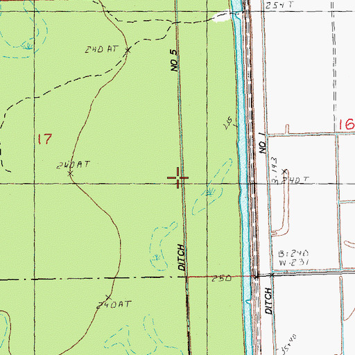 Topographic Map of Ditch Number 5, MO