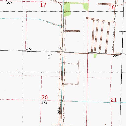 Topographic Map of Ditch Number 5, MO