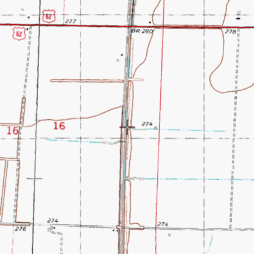 Topographic Map of Ditch Number 6, MO