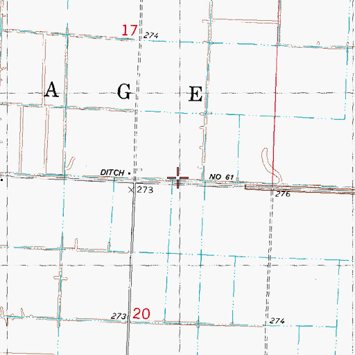 Topographic Map of Ditch Number 61, MO