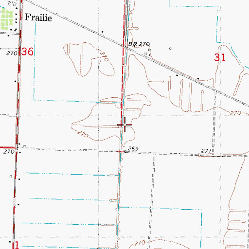Topographic Map of Ditch Number 62, MO