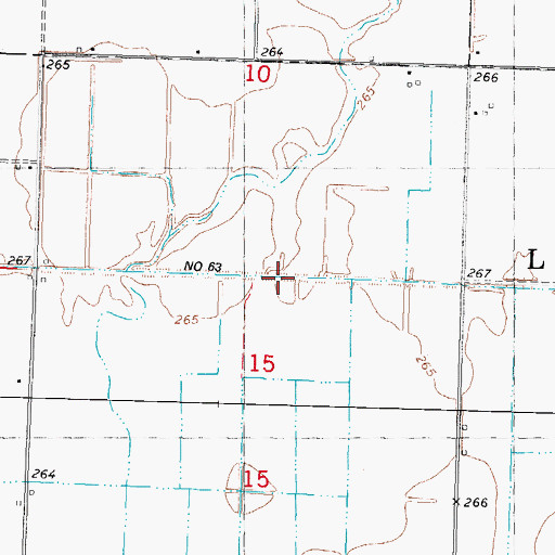 Topographic Map of Ditch Number 63, MO