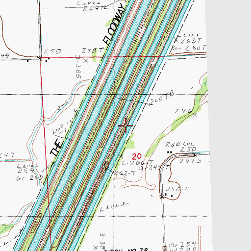 Topographic Map of Ditch Number 66, MO