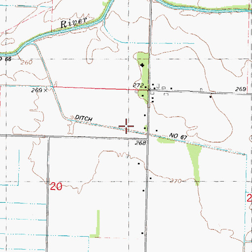 Topographic Map of Ditch Number 67, MO