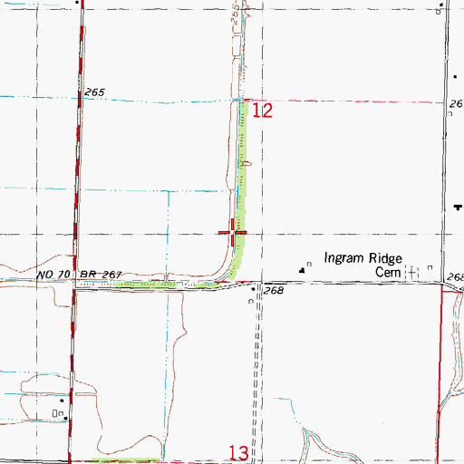Topographic Map of Ditch Number 70, MO
