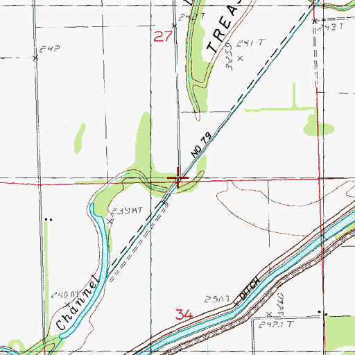 Topographic Map of Ditch Number 79, MO