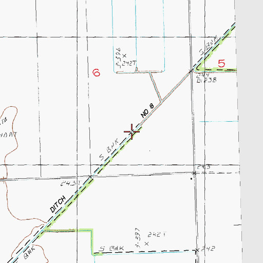 Topographic Map of Ditch Number 8, MO