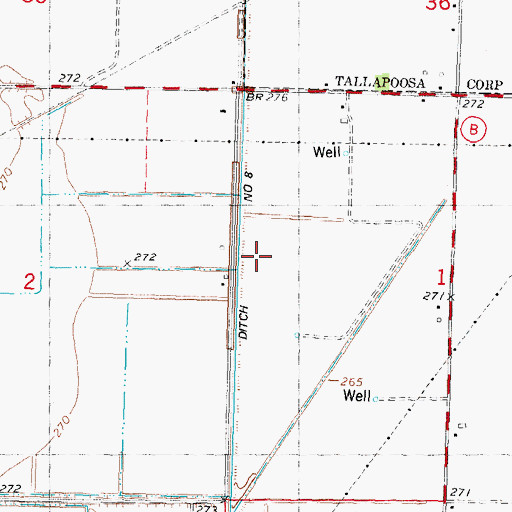 Topographic Map of Ditch Number 8, MO