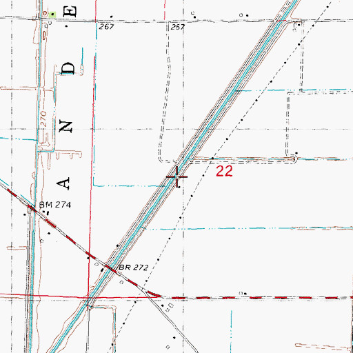 Topographic Map of Ditch Number 9, MO