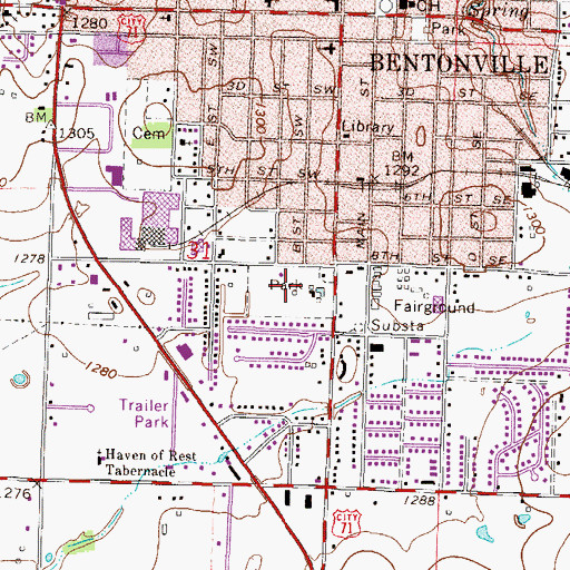 Topographic Map of Ford Park, AR