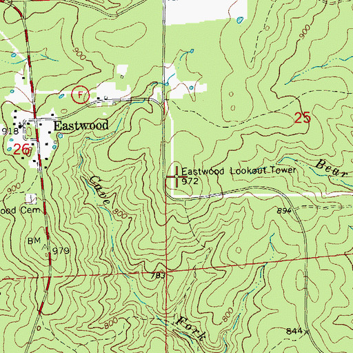 Topographic Map of Eastwood Lookout Tower, MO
