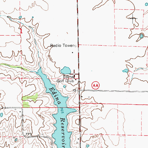 Topographic Map of Edina Golf Club, MO