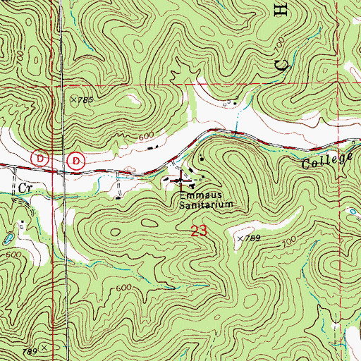 Topographic Map of Emmaus Sanitarium, MO