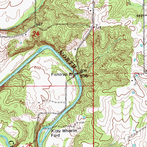 Topographic Map of Fishtrap Bridge, MO