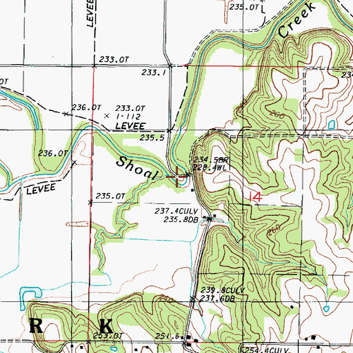 Topographic Map of Gould Farm Bridge, MO
