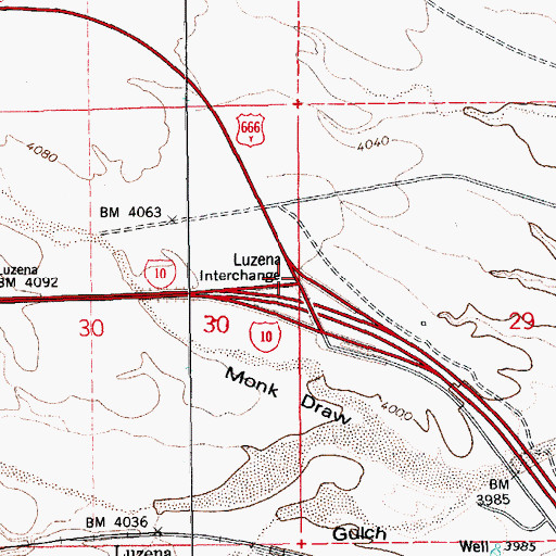 Topographic Map of Luzena Interchange, AZ