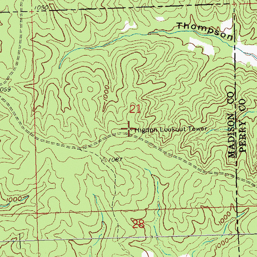 Topographic Map of Higdon Lookout Tower, MO