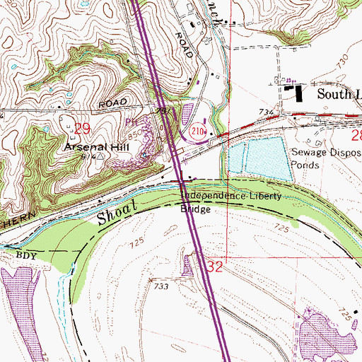 Topographic Map of Independence-Liberty Bridge, MO