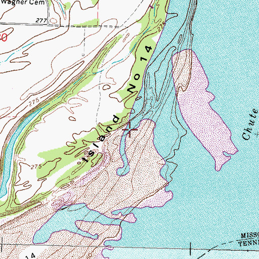Topographic Map of Island Number 14, MO