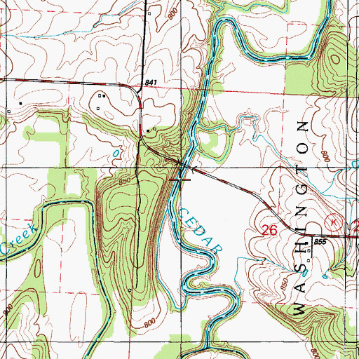 Topographic Map of Ivy Bridge, MO