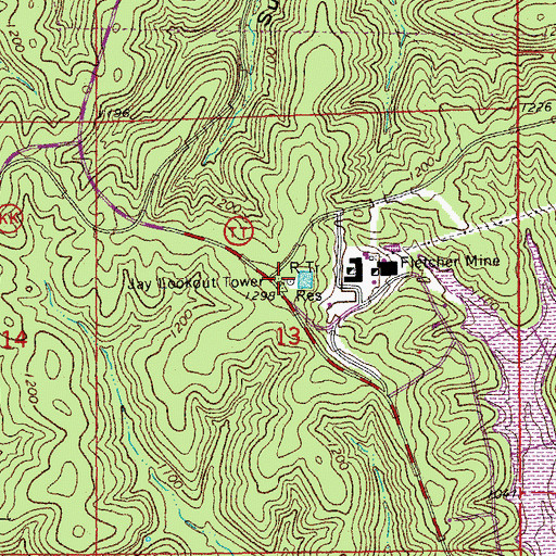 Topographic Map of Jay Lookout Tower, MO