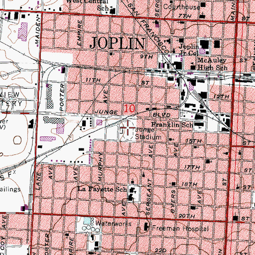 Topographic Map of Jungo Stadium, MO