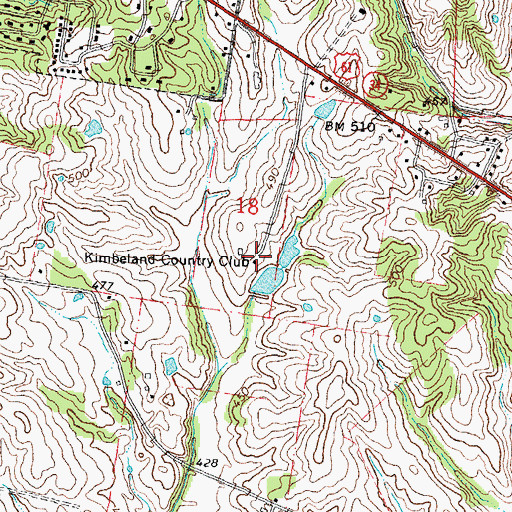 Topographic Map of Kimbeland Country Club, MO