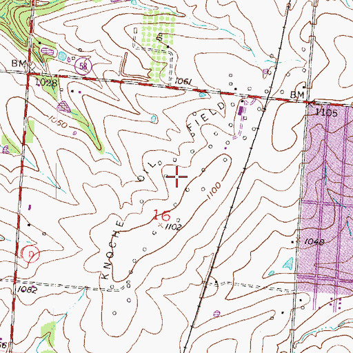 Topographic Map of Knoche Oil Field, MO