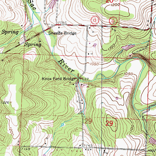 Topographic Map of Knox Ford Bridge, MO