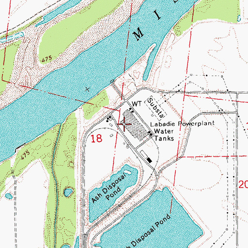 Topographic Map of Labadie Powerplant Water Tanks, MO