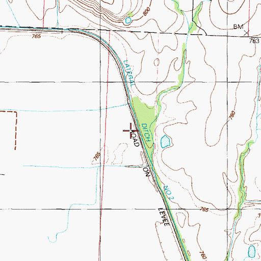 Topographic Map of Lateral Ditch Number 2, MO