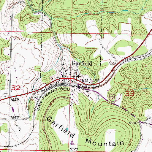 Topographic Map of Garfield Elementary School, AR