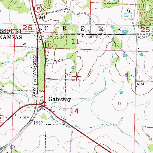 Topographic Map of Gateway Assembly of God Church, AR