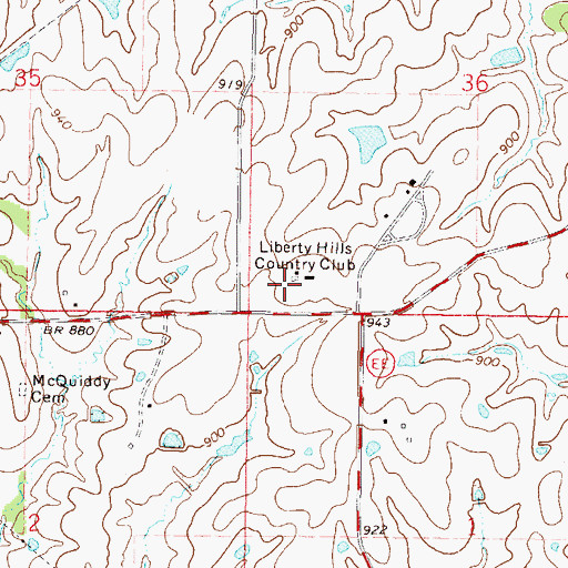 Topographic Map of Liberty Hills Country Club, MO