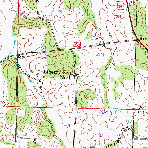 Topographic Map of Liberty School Number 1, MO
