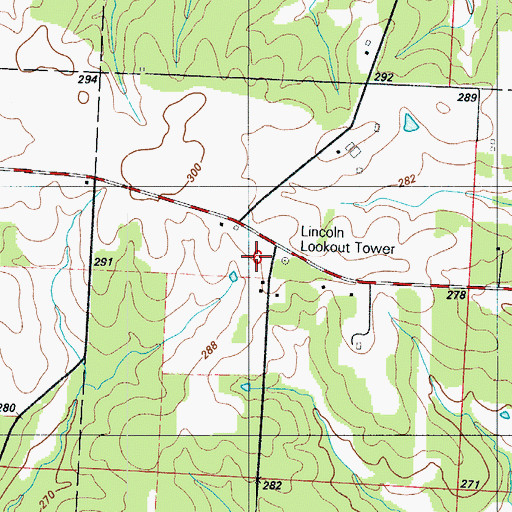 Topographic Map of Lincoln Lookout Tower, MO