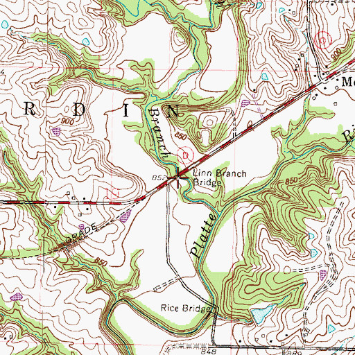 Topographic Map of Linn Branch Bridge, MO