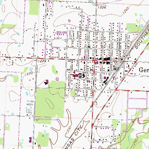 Topographic Map of Gentry Elementary School, AR