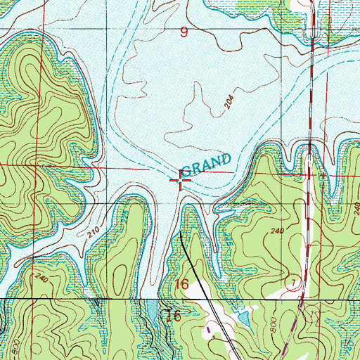Topographic Map of Long Shoal Bridge, MO