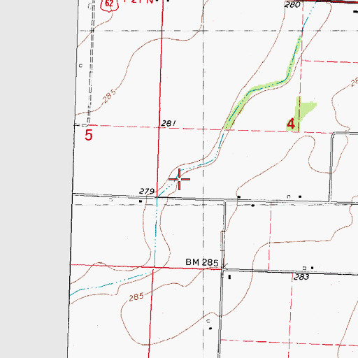Topographic Map of Main Ditch District Number 17, MO