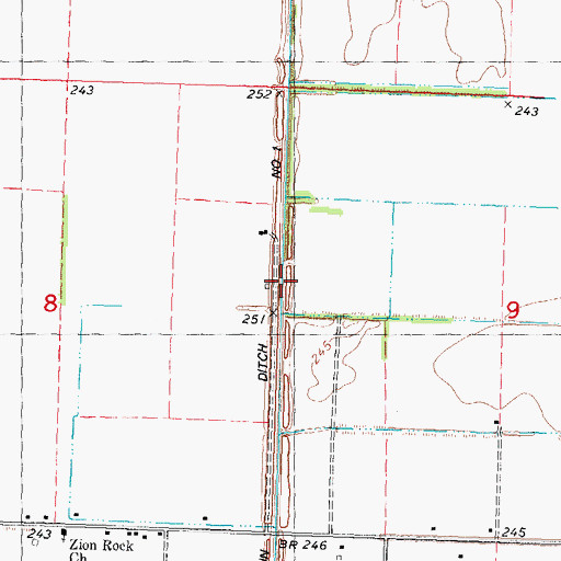 Topographic Map of Main Ditch Number 1, MO