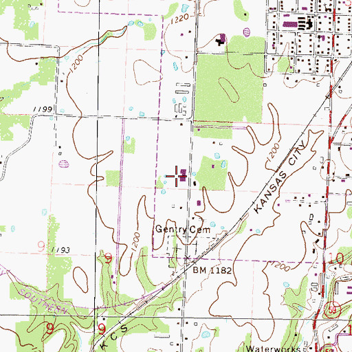 Topographic Map of Gentry High School, AR