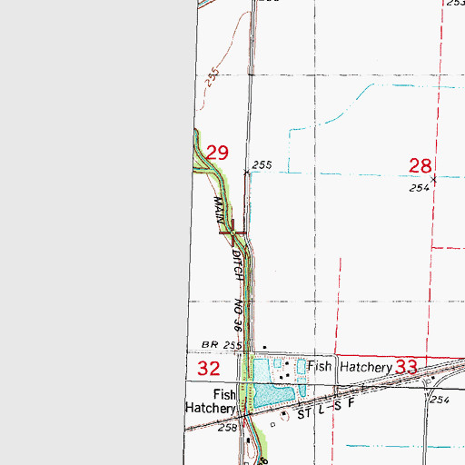 Topographic Map of Main Ditch Number 36, MO